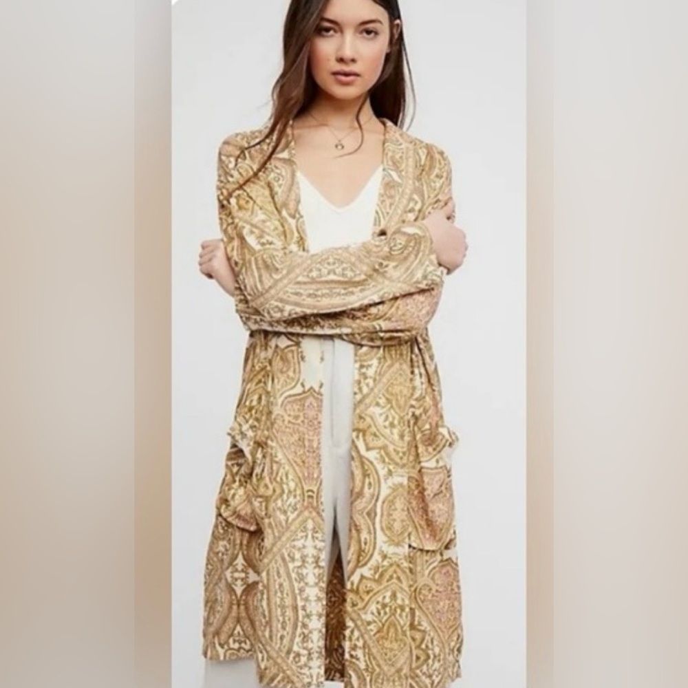 Free People Half Moon Duster Kimono in Ivory